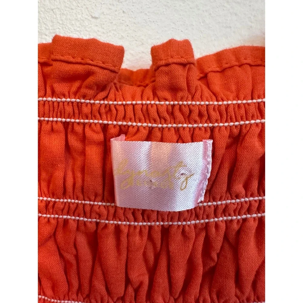 Dynasty George Clementine Maxi Cotton Smocked Dress in Orange | Size XS
